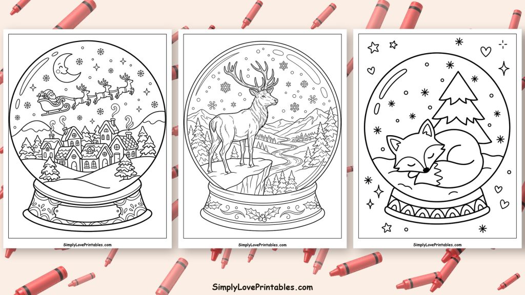 Snow globe coloring pages featured image