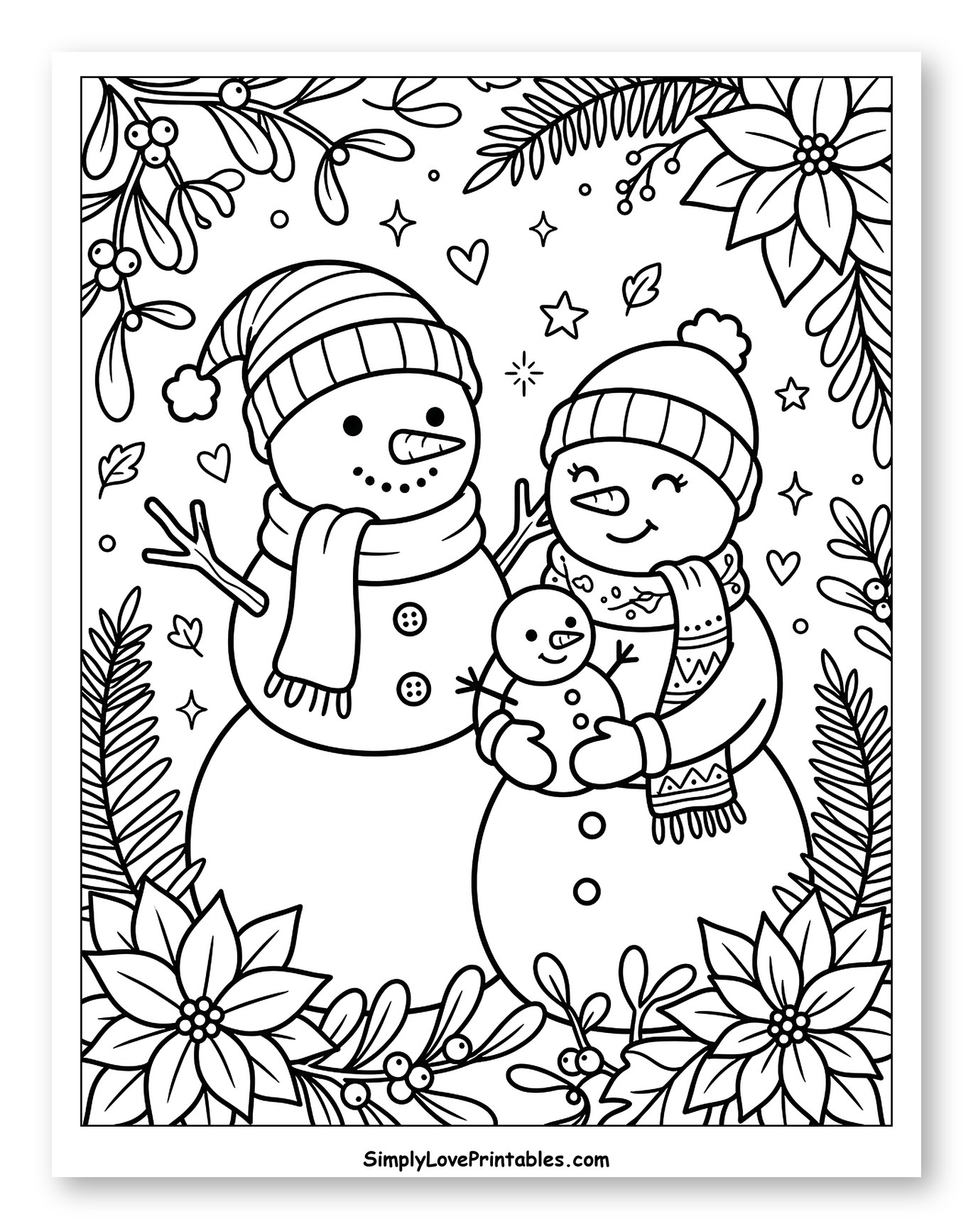 Snowman Couple Holding a Baby Snowman