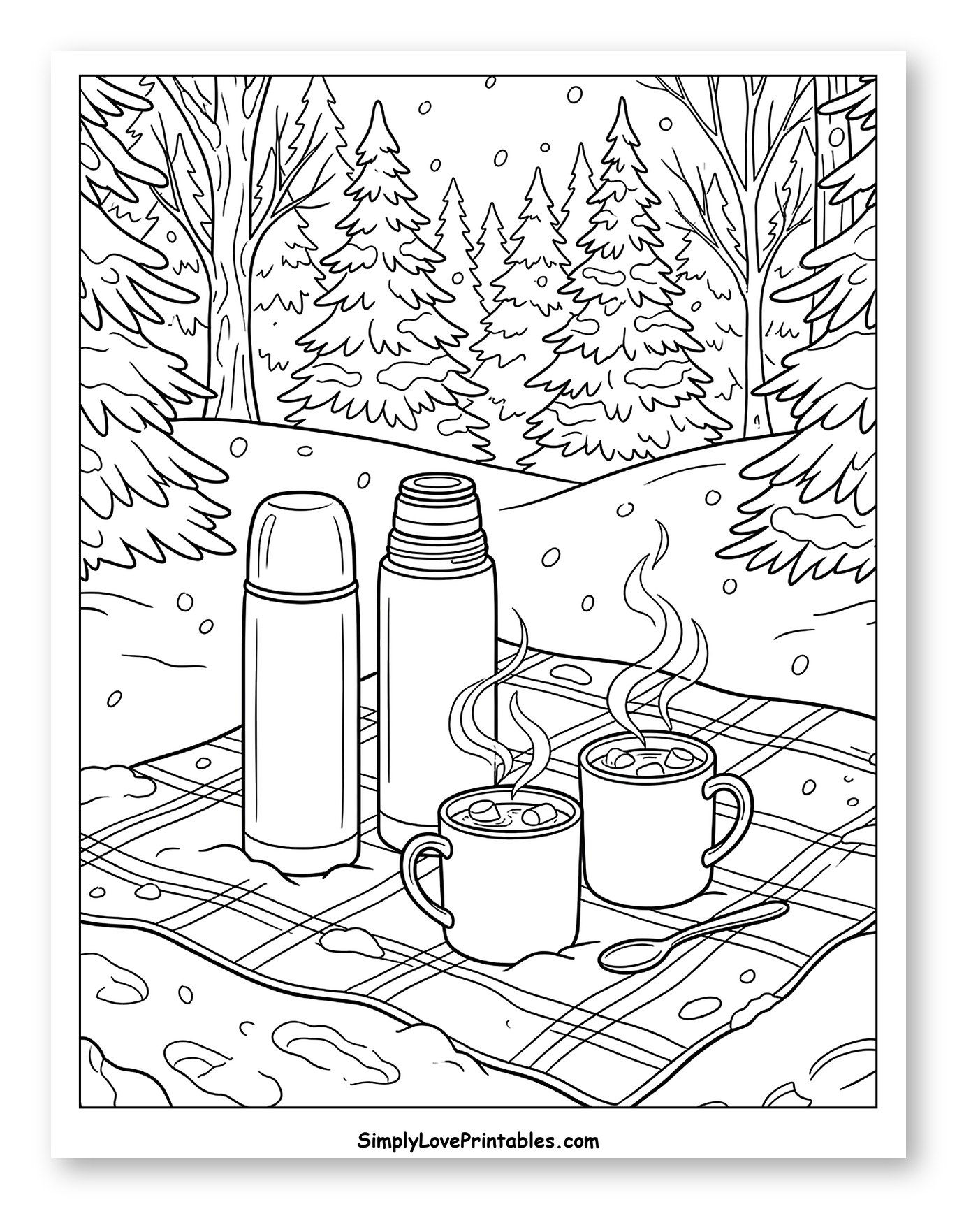 Snowy Winter Picnic with Hot Chocolate