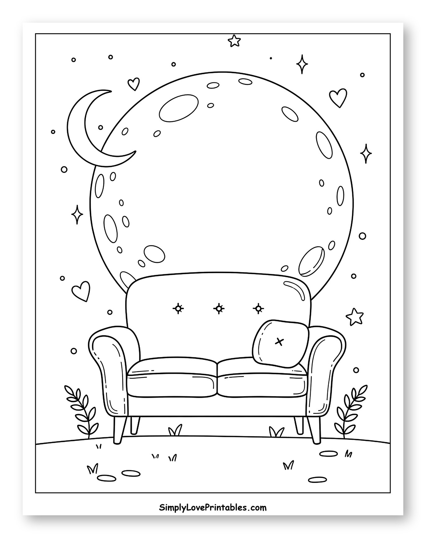 Sofa Under a Starry Moonlit Sky