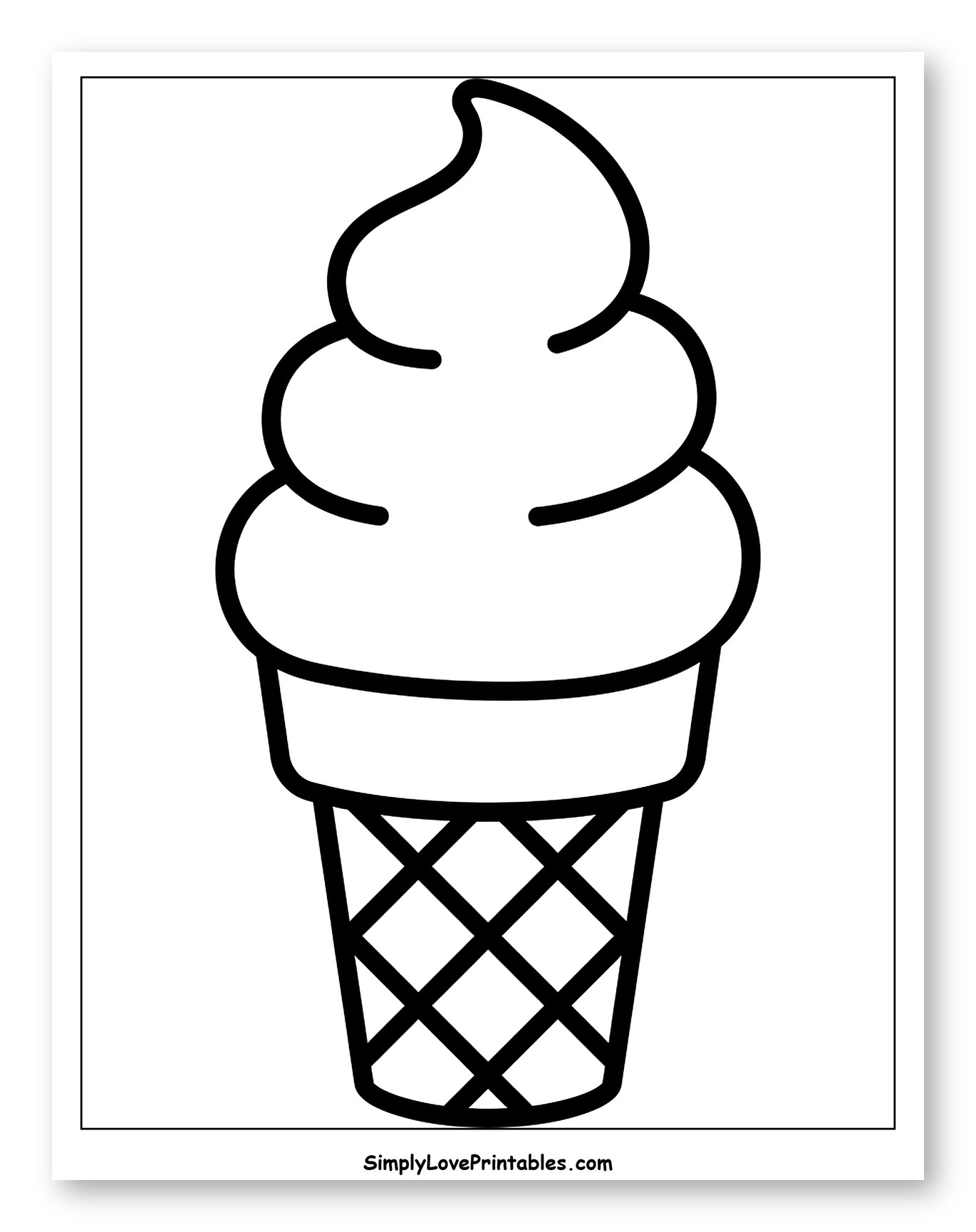 Soft Serve Ice Cream Cone to Color for Toddlers