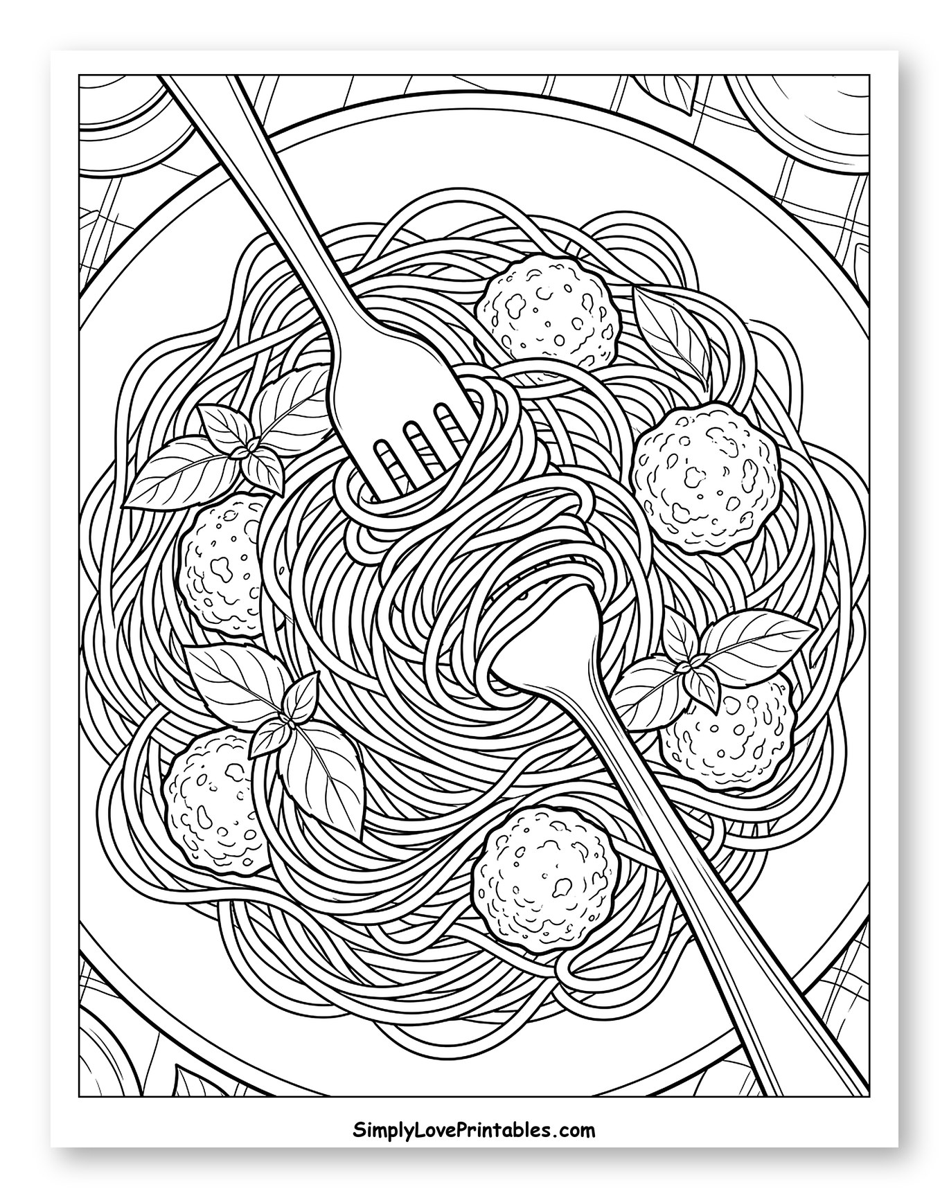 Spaghetti and Meatballs with Forks on a Plate