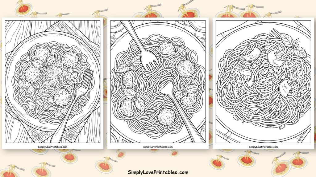 Spaghetti coloring pages featured image