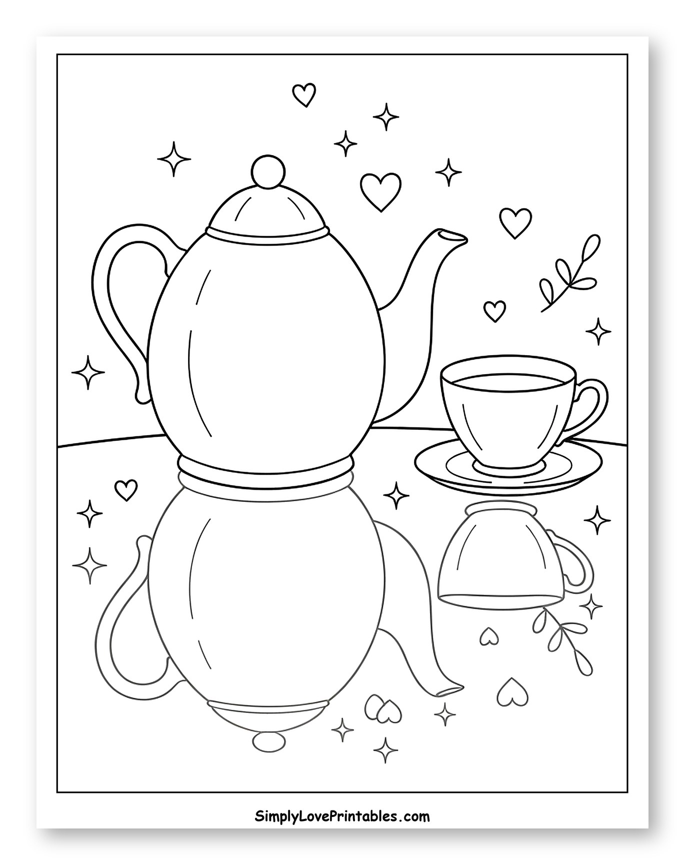 Sparkling Teapot and Teacup Reflection