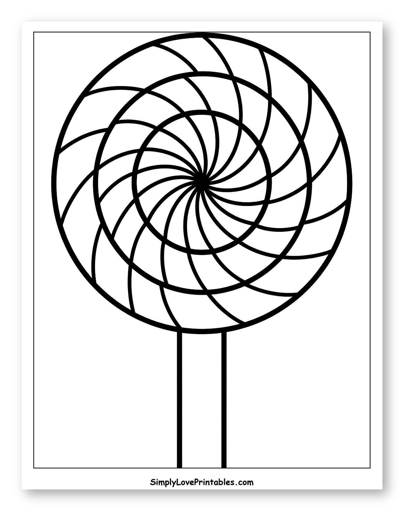 Spiral Swirl Peppermint Lollipop to Color for Toddlers