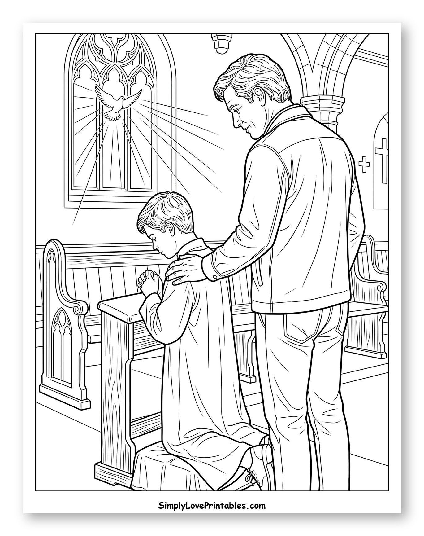 Spiritual Guidance in a Church to Color