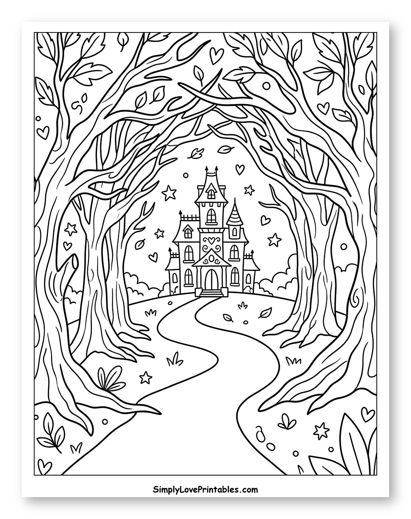 Spooky Forest Path to Haunted House