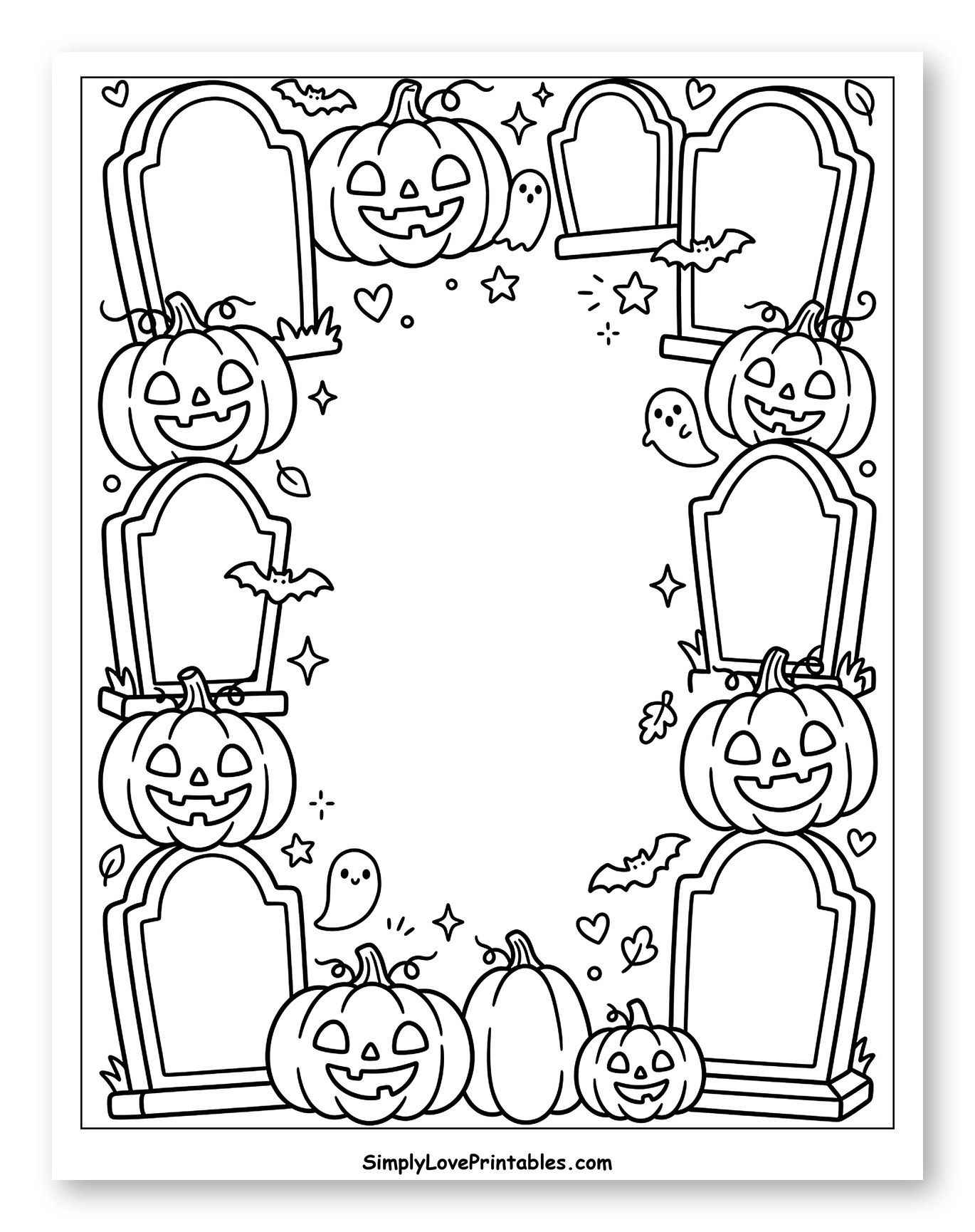 Spooky Gravestone and Jack-o'-lantern Frame