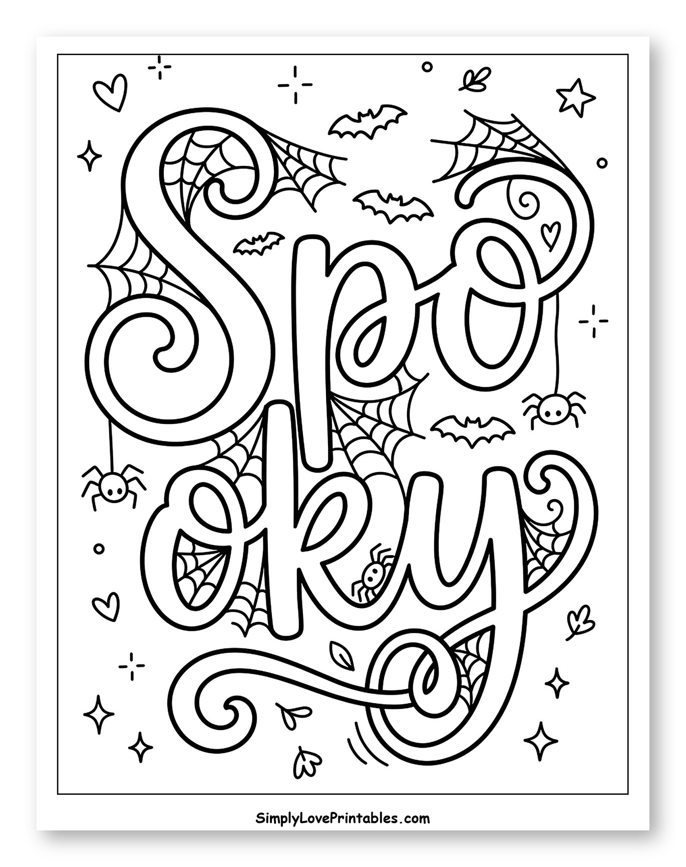 Spooky Hand-Lettered Design with Spiders and Bats