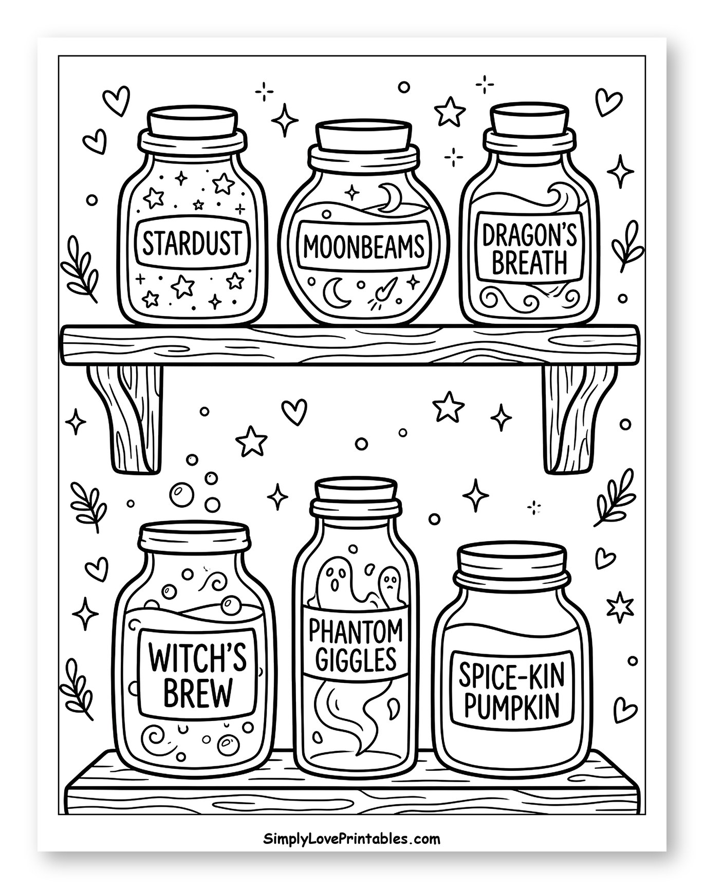 Spooky Potions and Whimsical Elixirs on Shelves