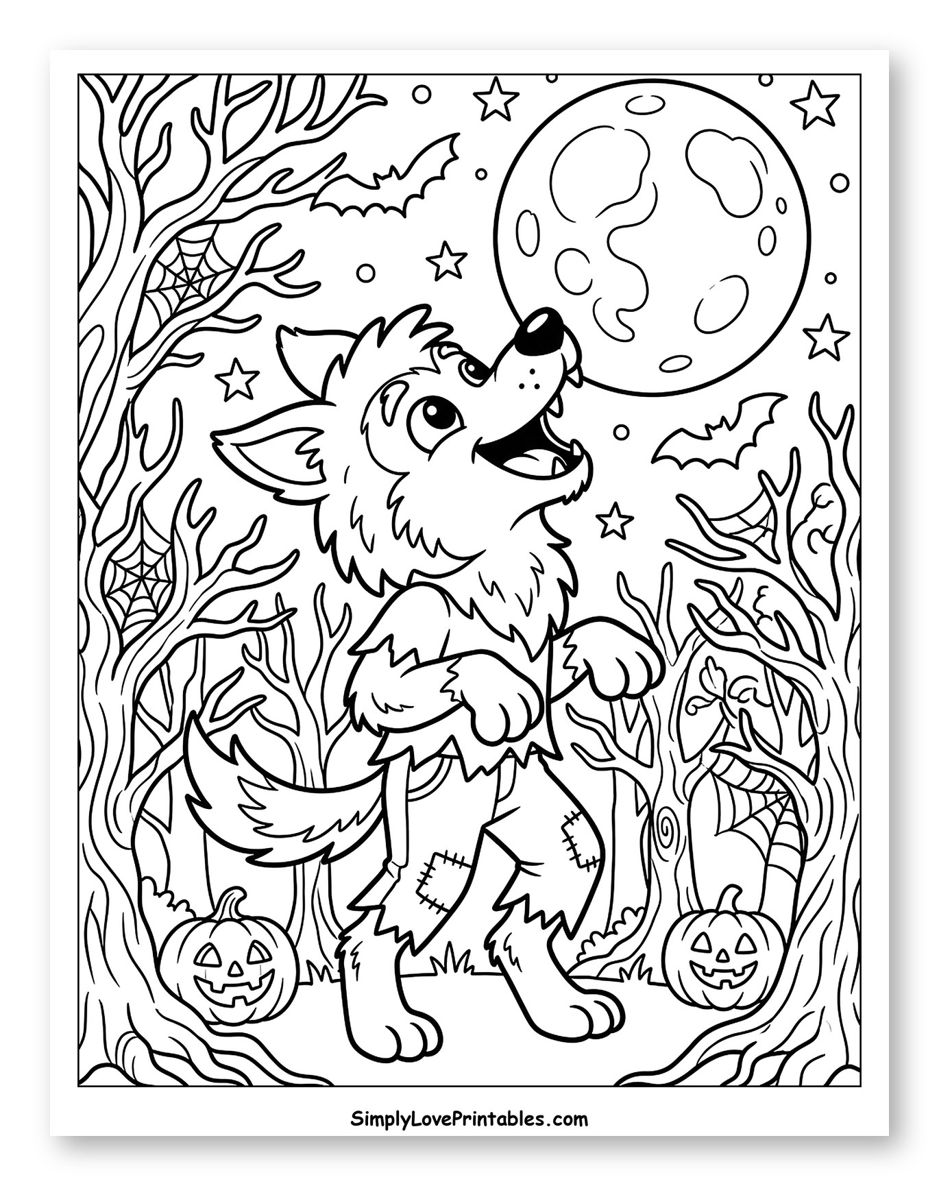 Spooky Werewolf Howls Under Full Moon
