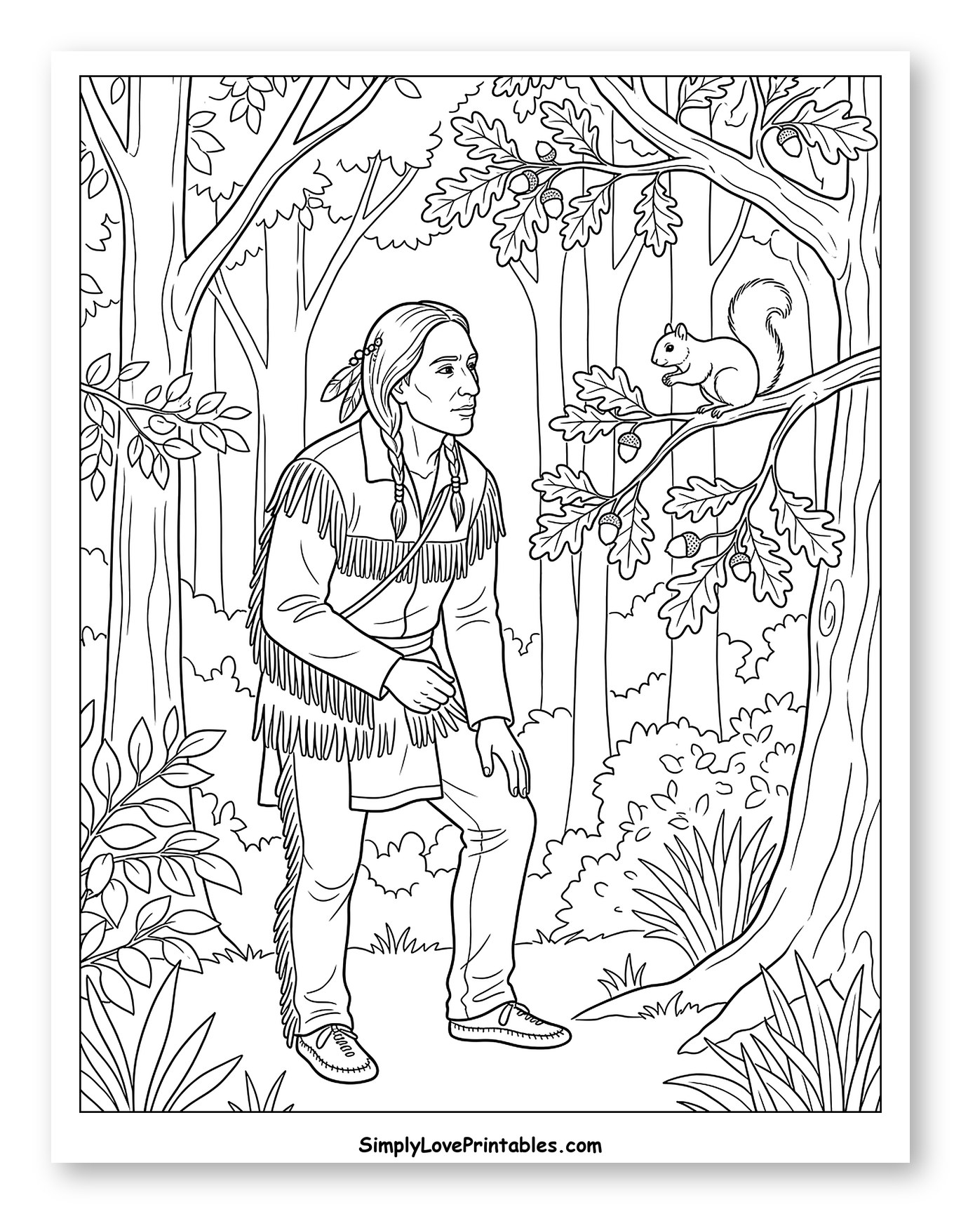 Squanto Observing Squirrel in Forest