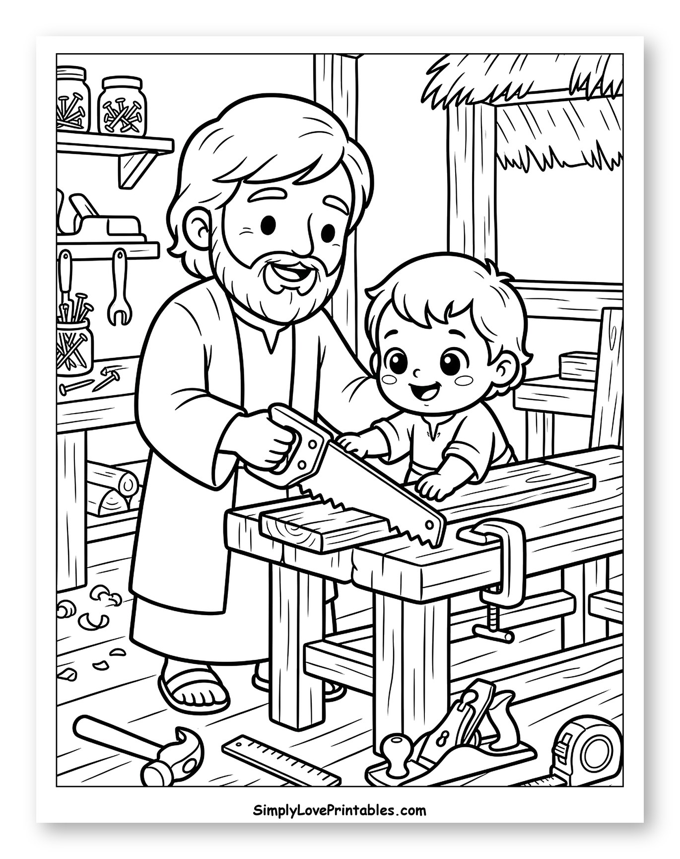St. Joseph Teaching Jesus Carpentry