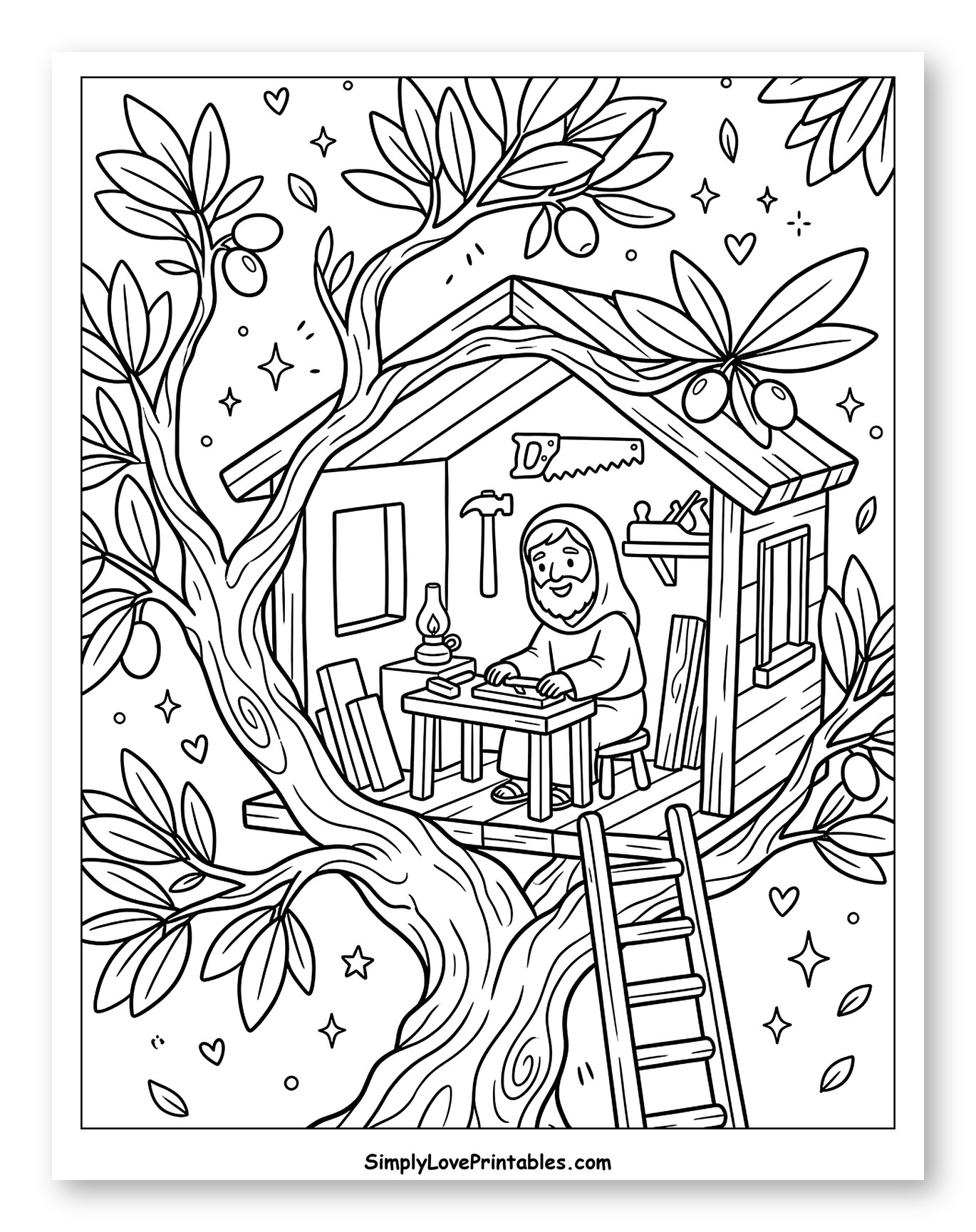 St. Joseph Working in a Treehouse Workshop