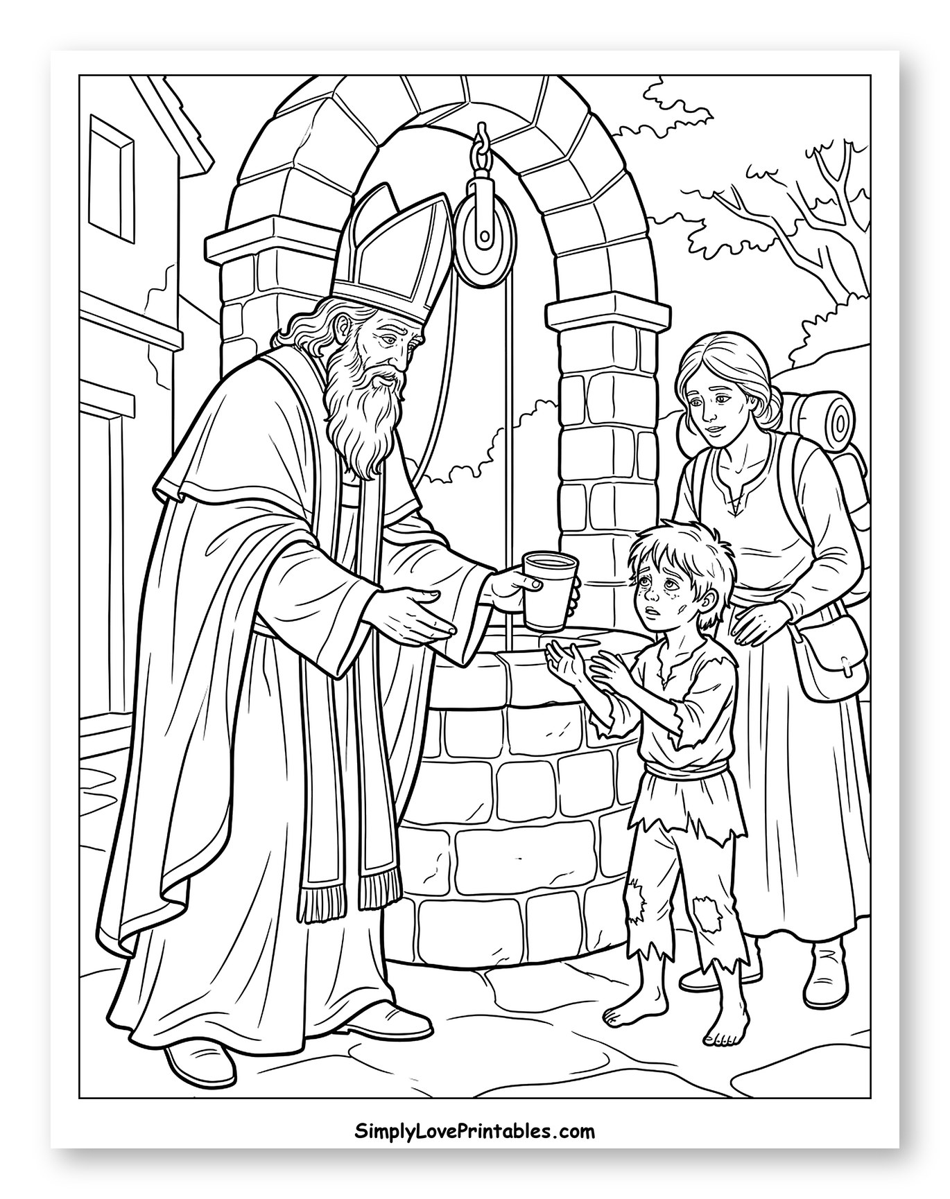 St. Nicholas Gives Water to Thirsty Boy