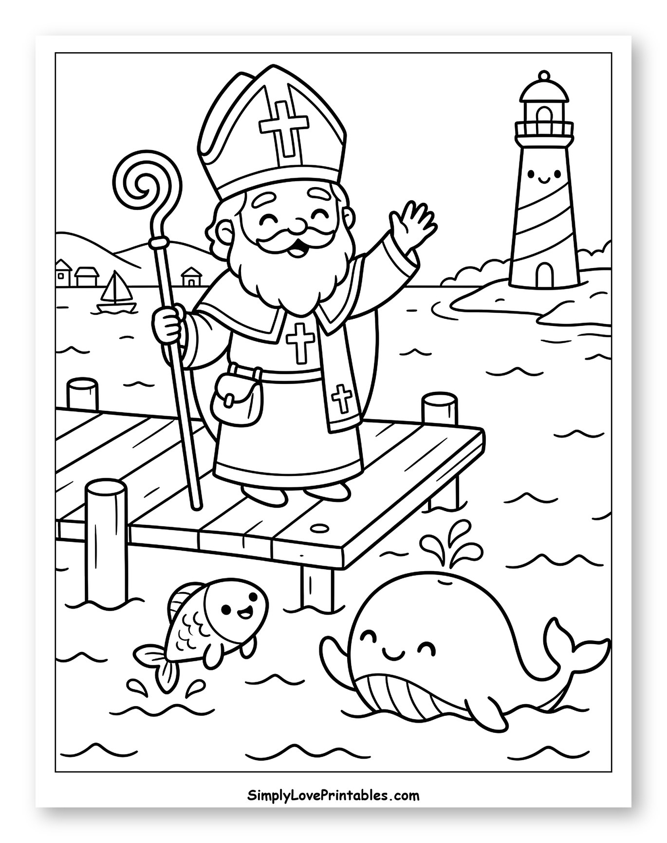 St. Nicholas on a Dock with Sea Creatures