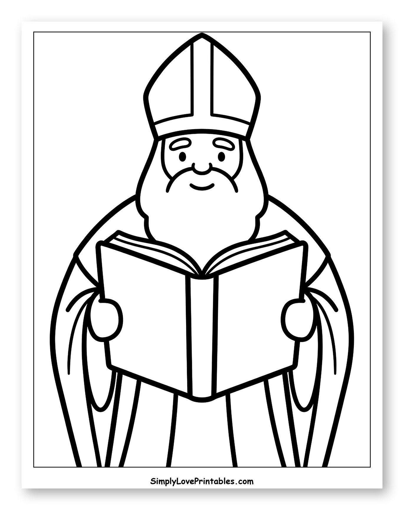 St. Nicholas Reading from a Book Coloring Page for Toddlers
