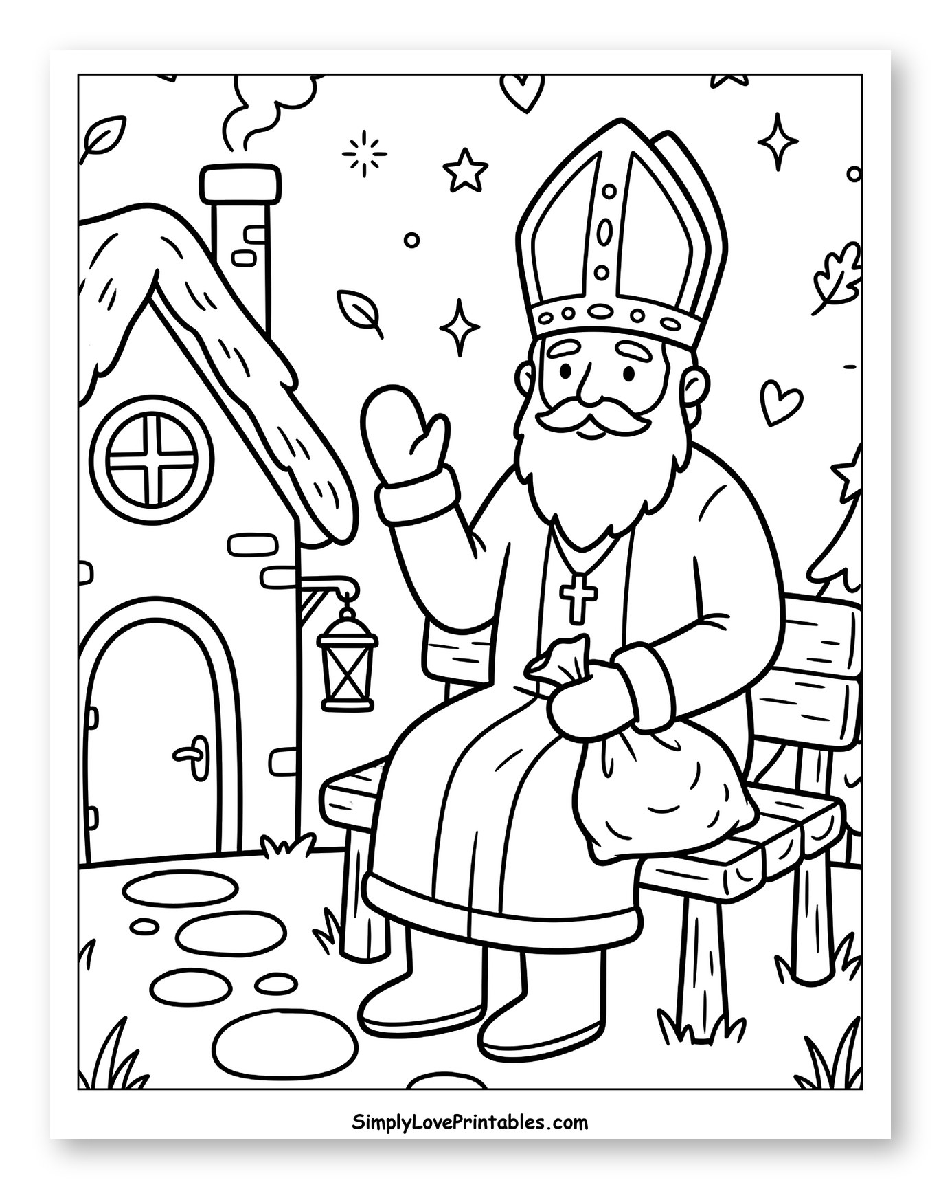 St. Nicholas with Gifts by a Cozy House