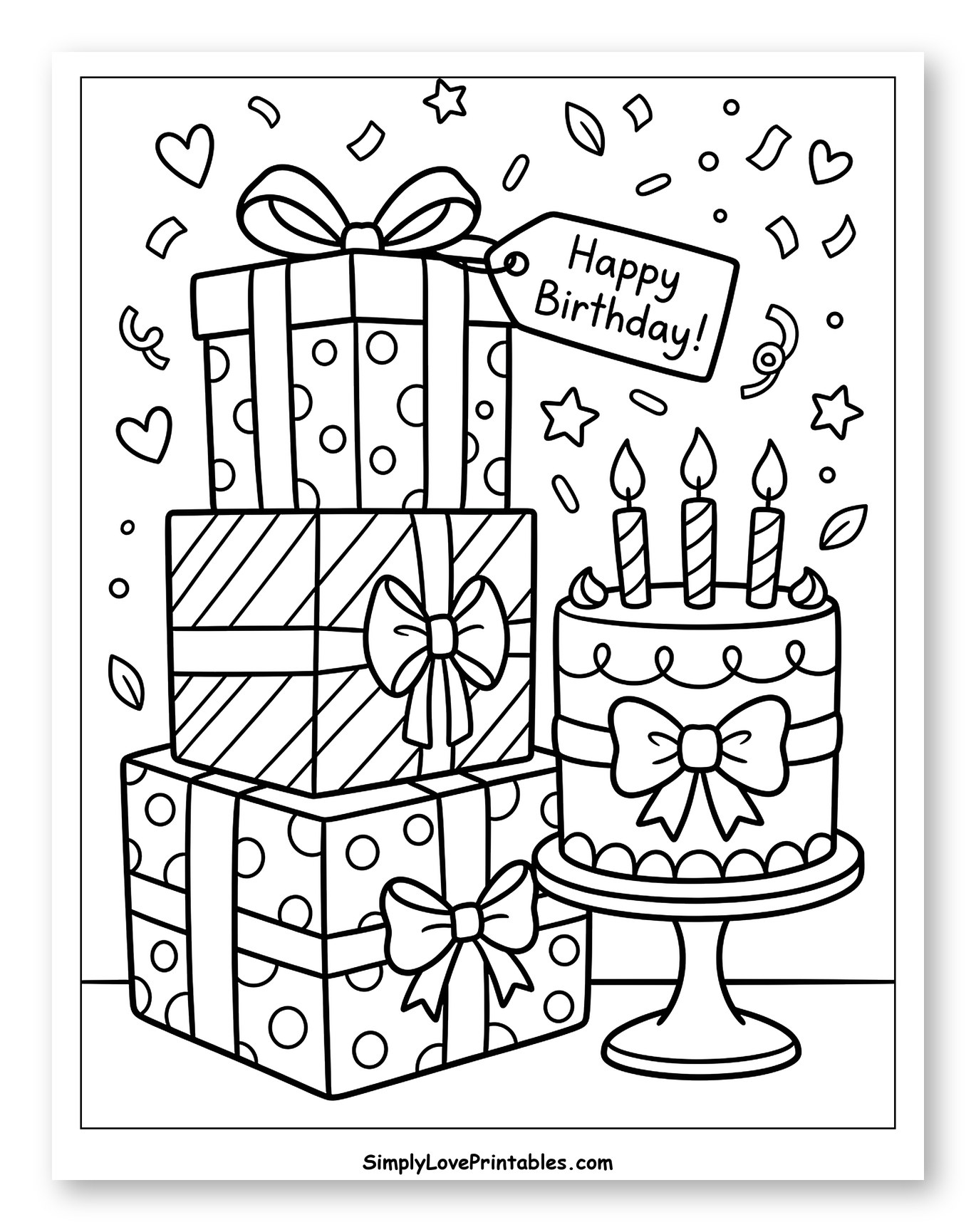 Stack of Gifts and a Birthday Cake