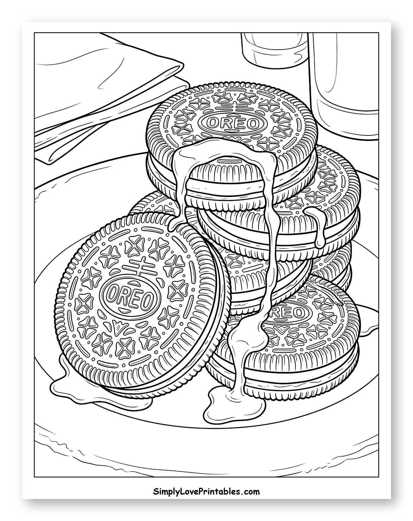 Stack of Oreos with Melty Cream Filling to Color