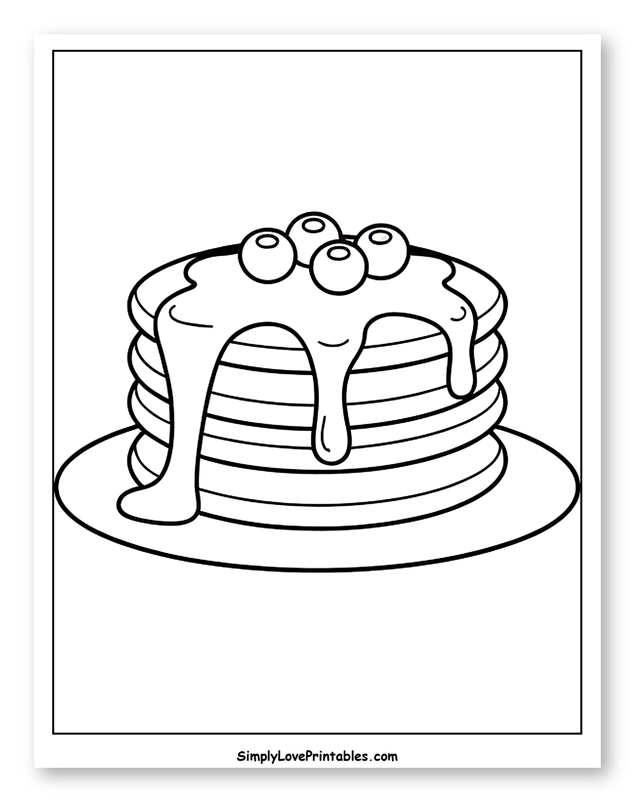 Stack of Pancakes with Blueberries and Syrup