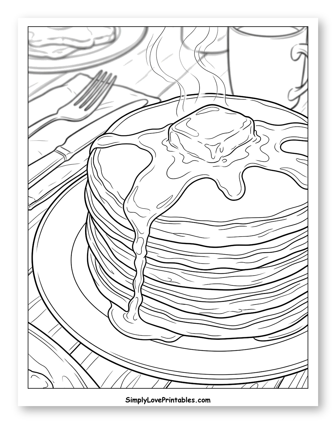 Stack of Pancakes with Melting Butter and Syrup to Color