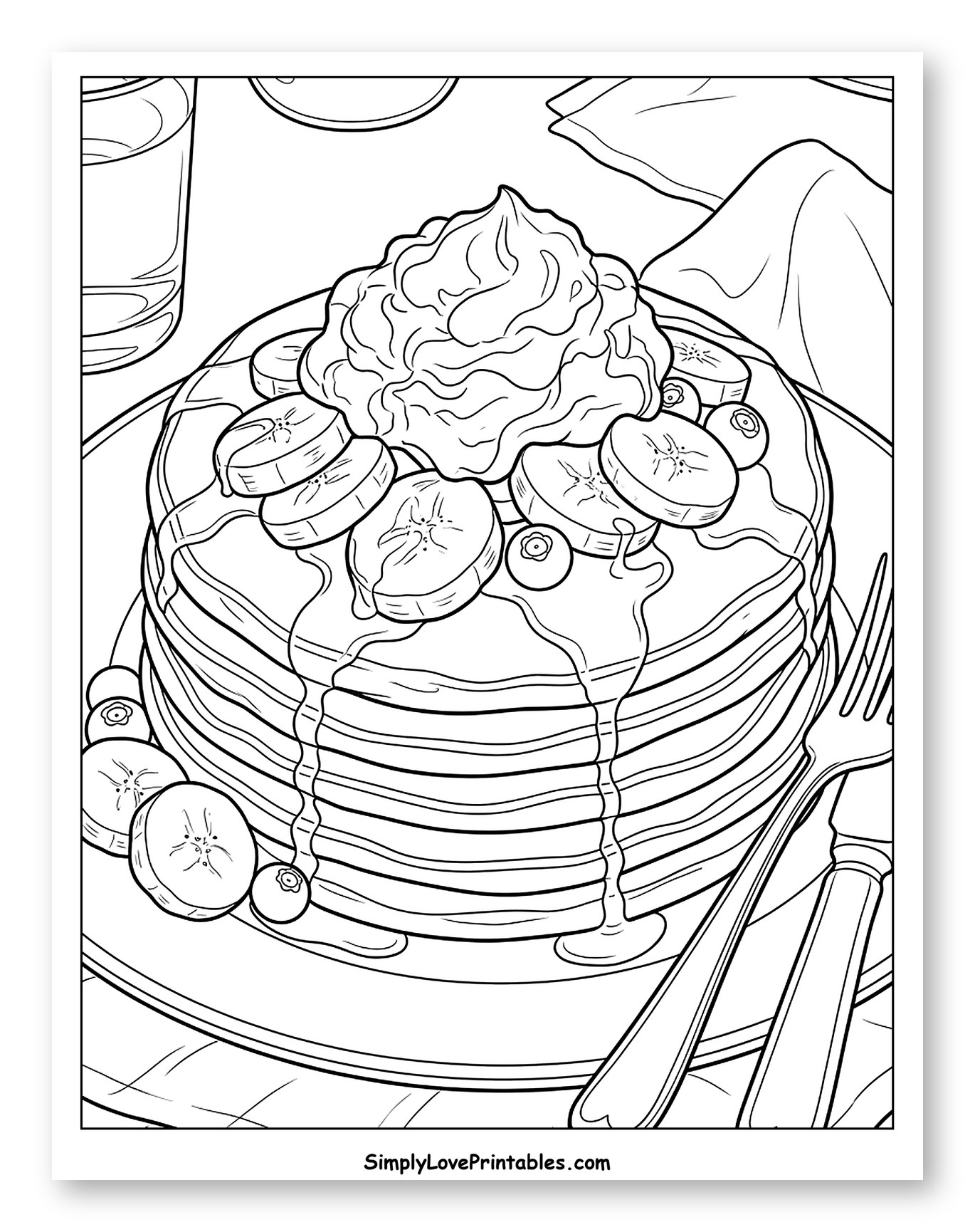 Stack of Pancakes with Whipped Cream and Fruit