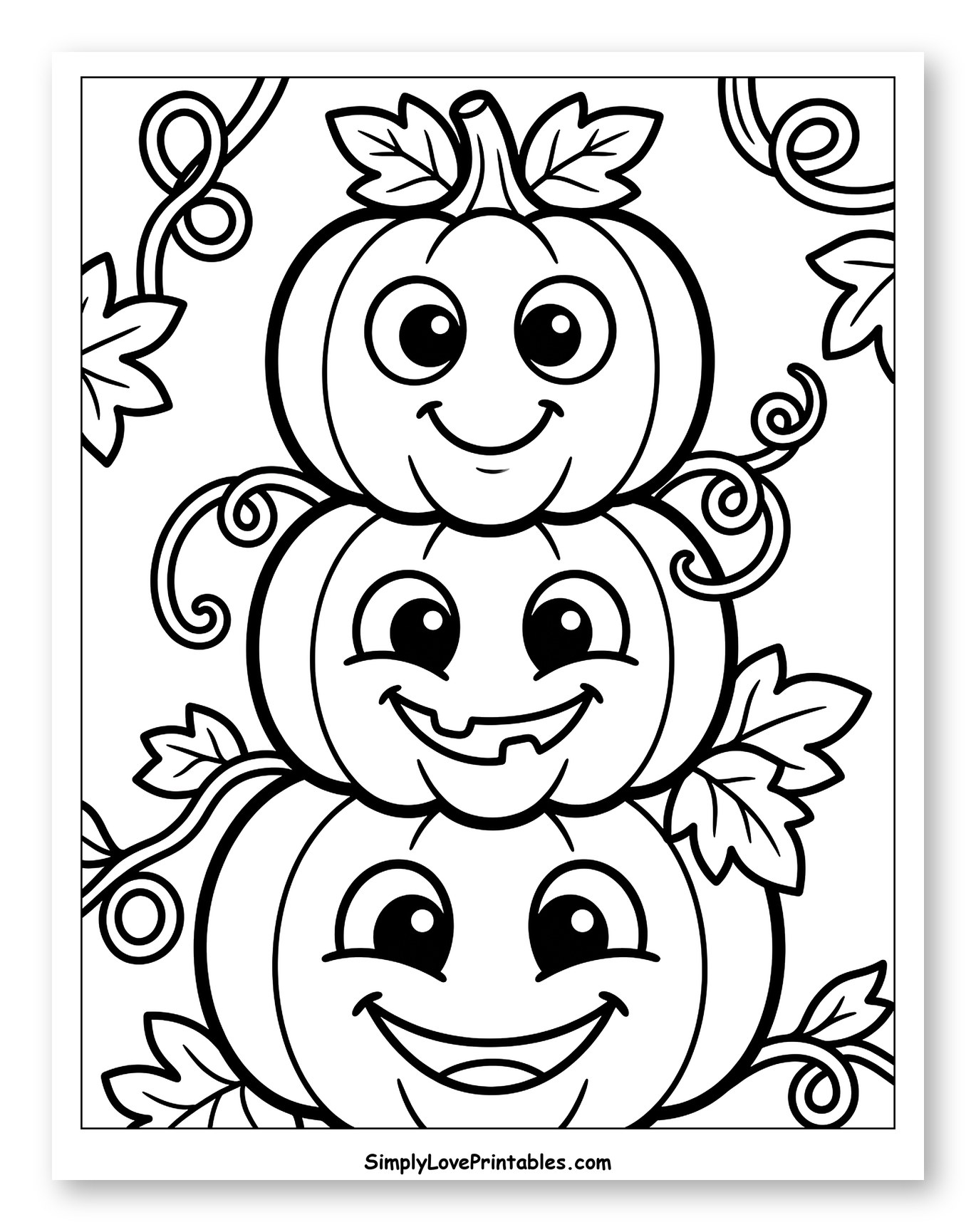 Stack of Three Happy Pumpkins