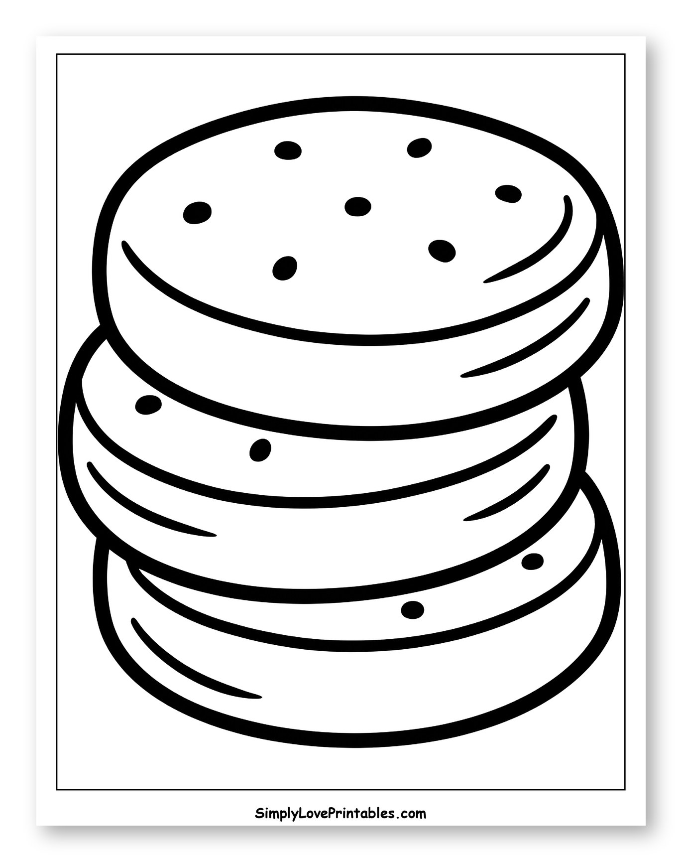 Stack of Three Round Biscuits Coloring Sheet for Toddlers
