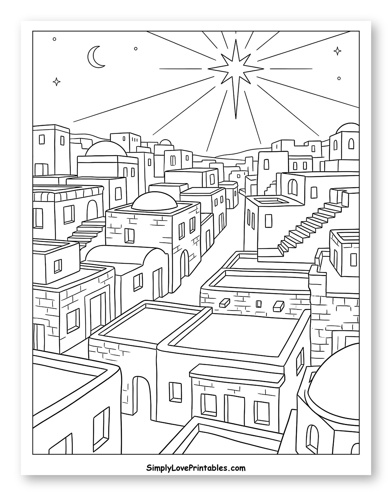 Star of Bethlehem Shining Over an Ancient Village