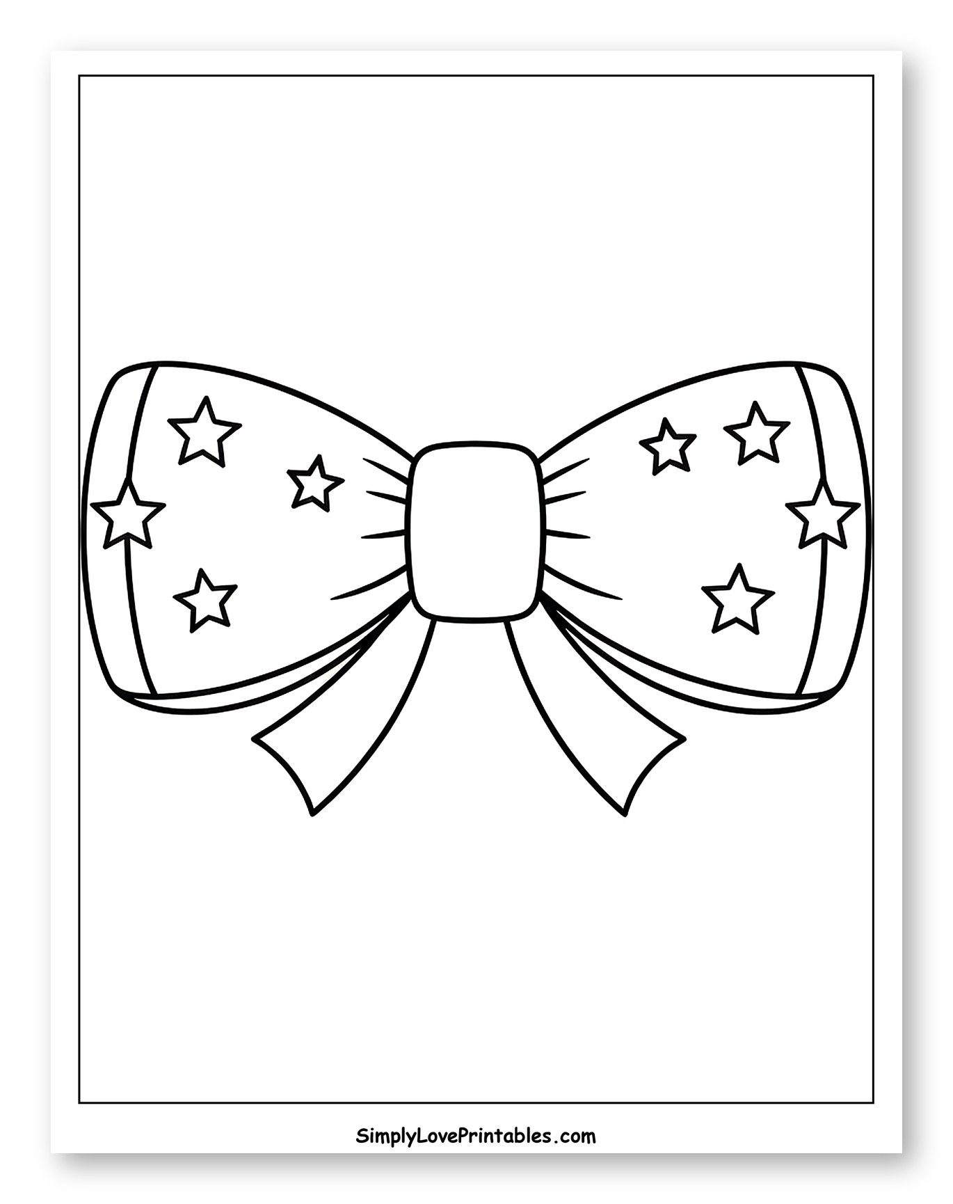 Star-Patterned Bow Tie Coloring Sheet for Toddlers