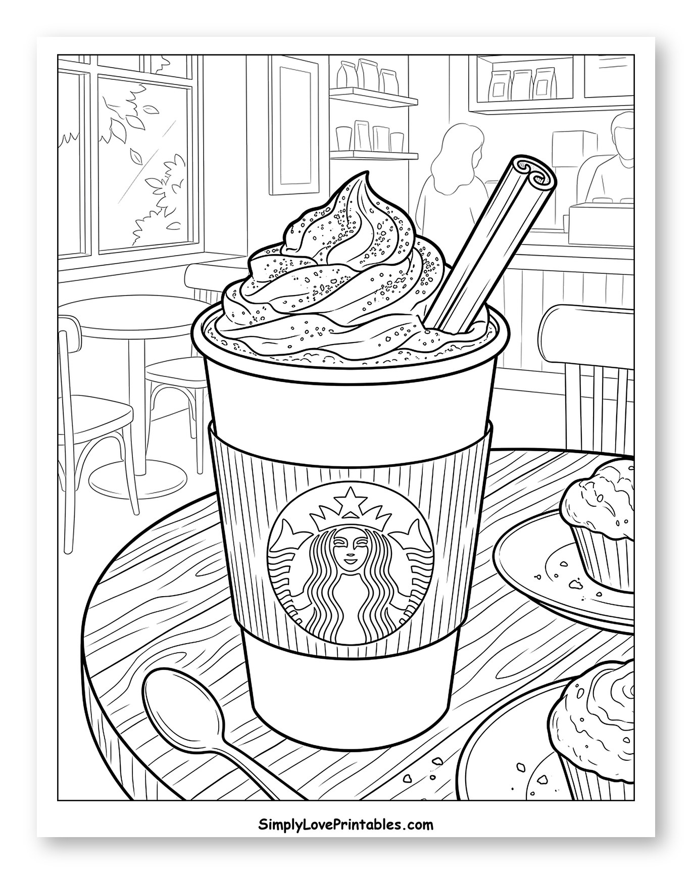 Starbucks Coffee and Muffins in a Cozy Cafe