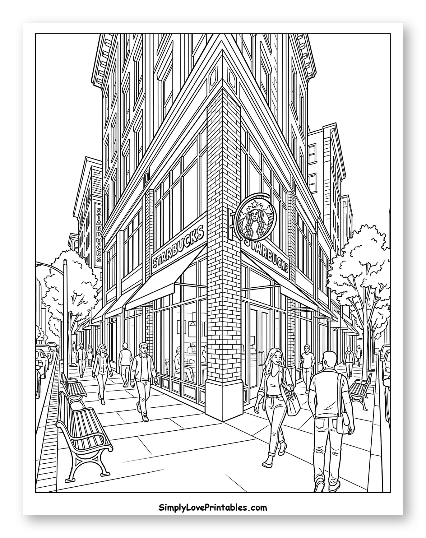 Starbucks Coffee Shop Corner Street Scene