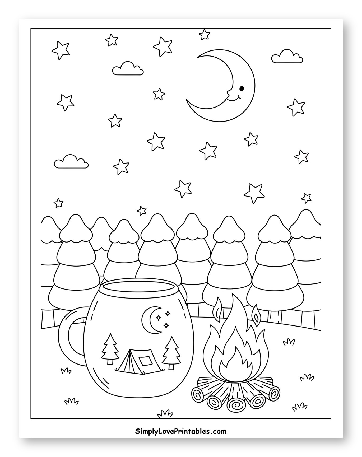 Starry Night Camping Mug and Bonfire