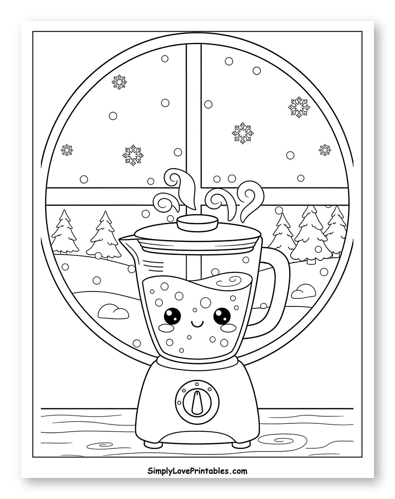 Steaming Blender by a Snowy Winter Window