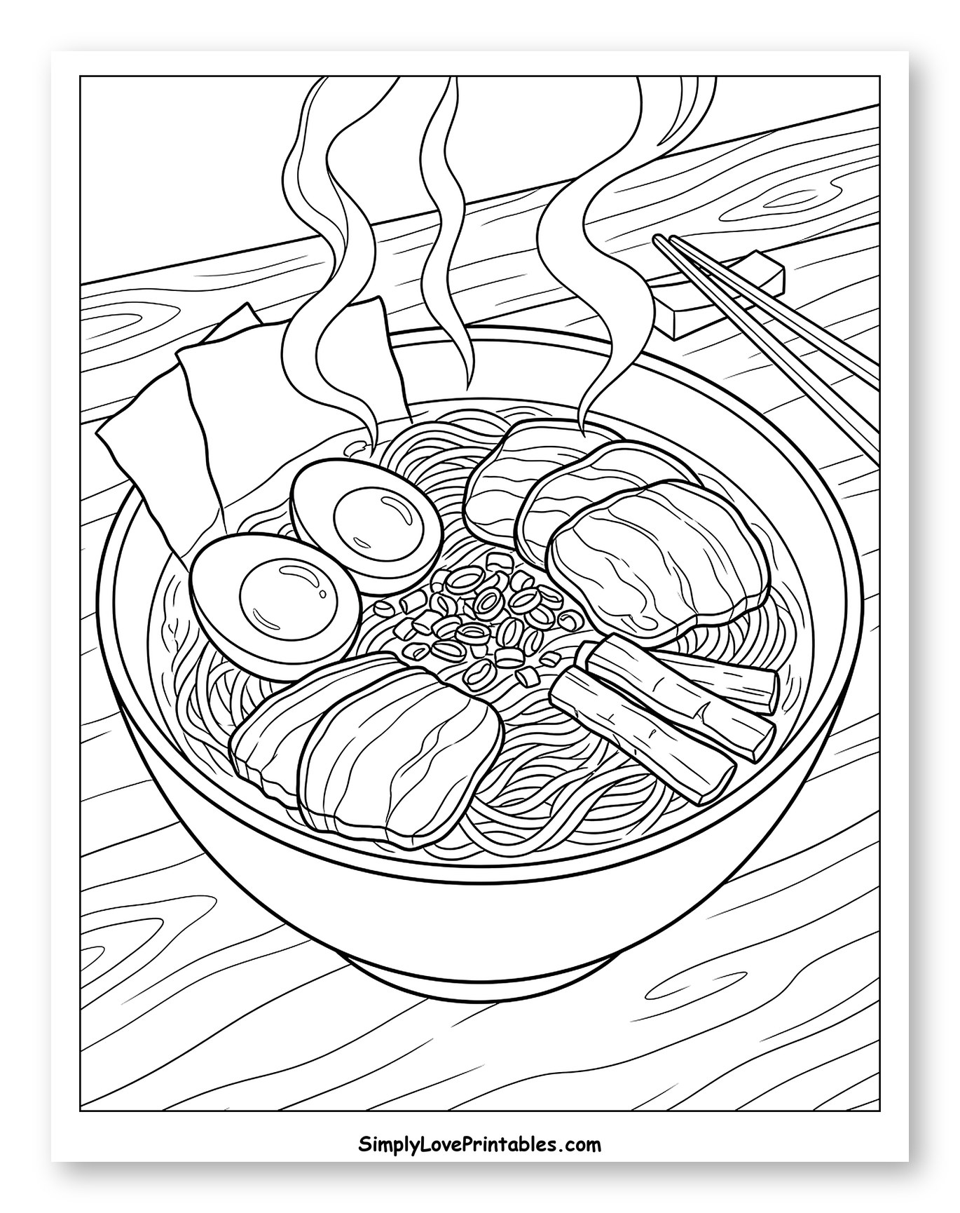 Steaming Bowl of Ramen on a Wooden Table