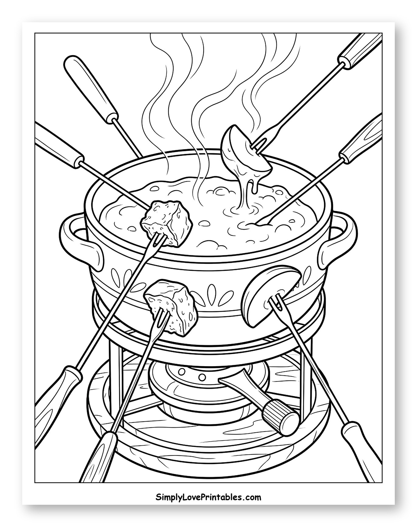 Steaming Cheese Fondue with Many Forks