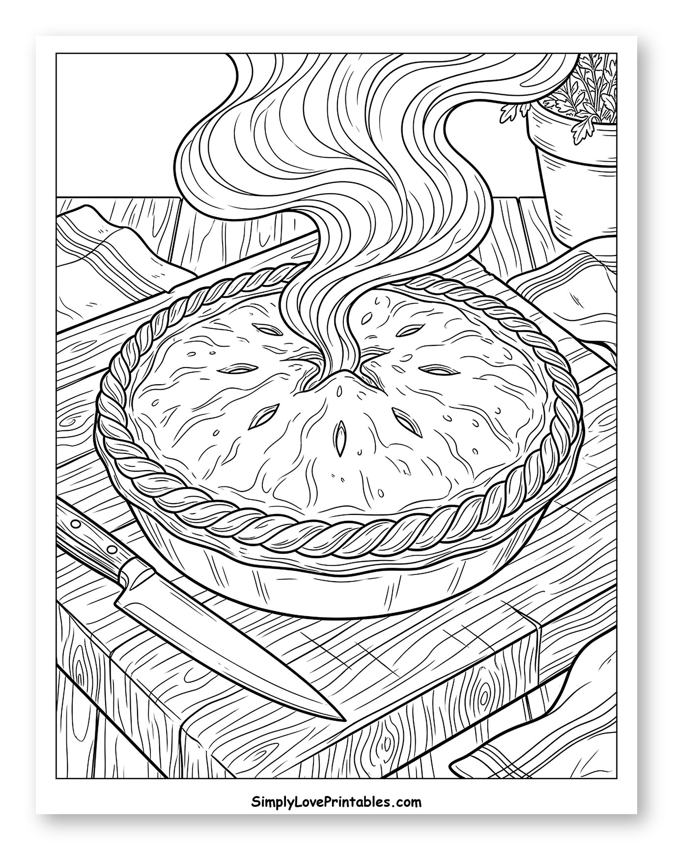 Steaming Hot Pie on Wooden Board