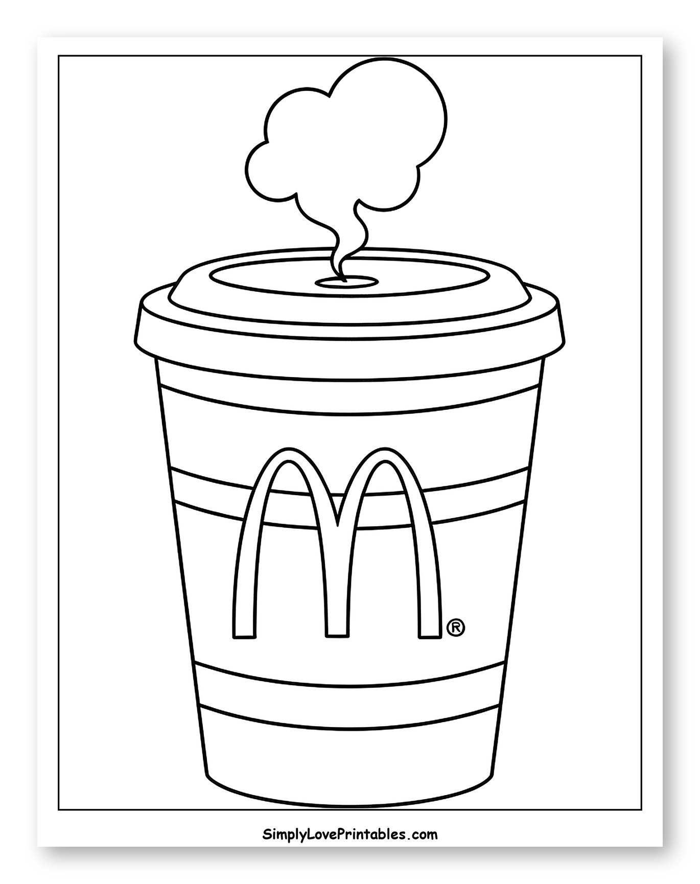 Steaming McDonald's Coffee Cup Coloring Sheet for Toddlers