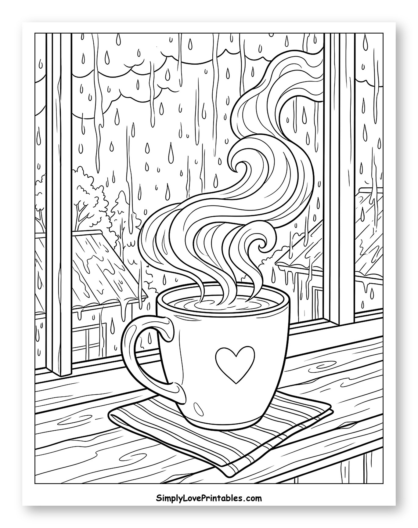 Steaming Mug on a Rainy Window Sill