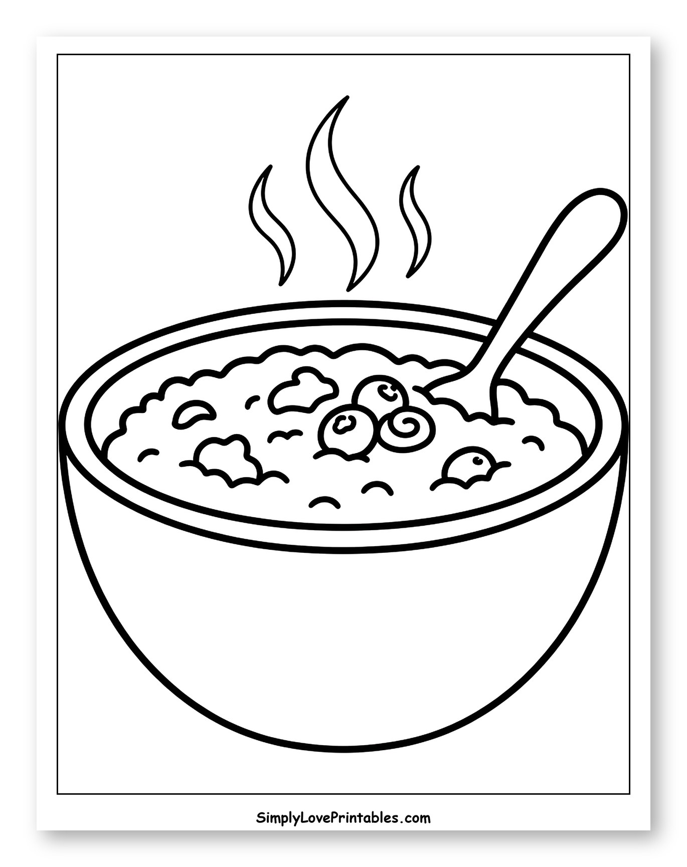 Steaming Oatmeal with Berries and a Spoon
