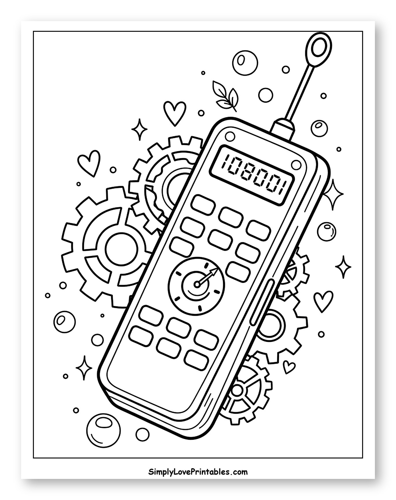 Steampunk Style Remote Control with Gears Coloring Sheet for Adults