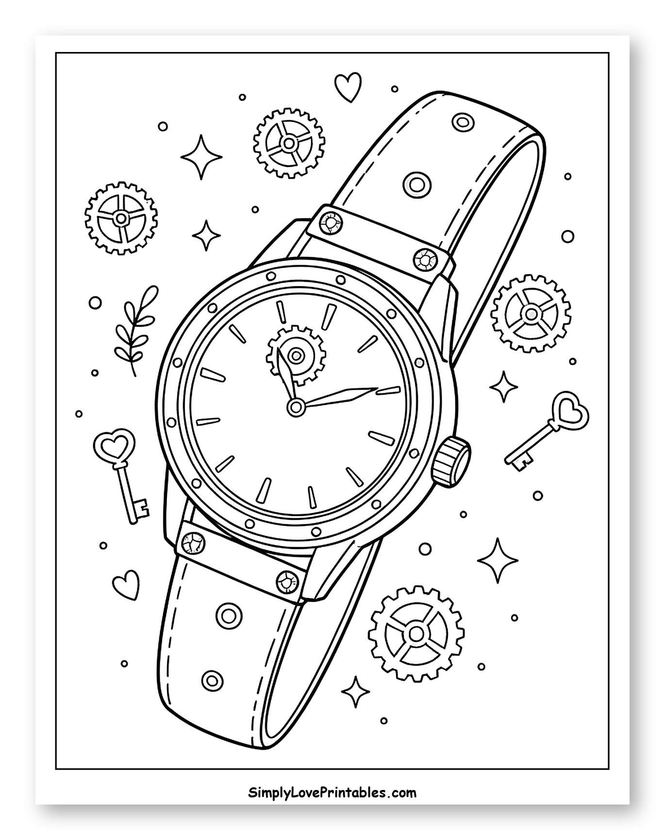 Steampunk Wrist Watch with Gears and Keys
