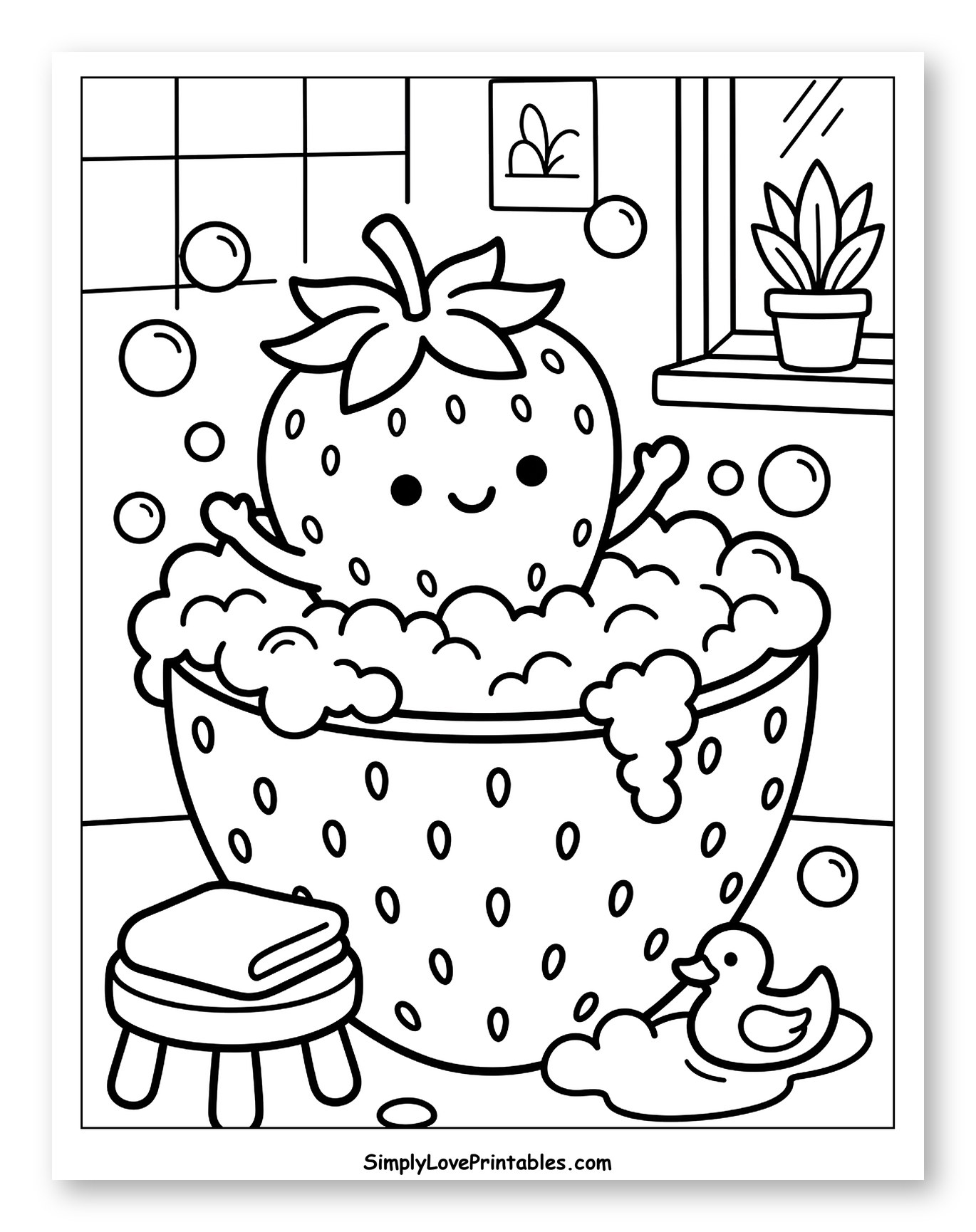 Strawberry Bath Time with Rubber Duck