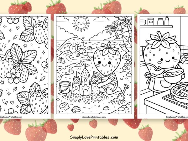 Strawberry coloring pages featured image