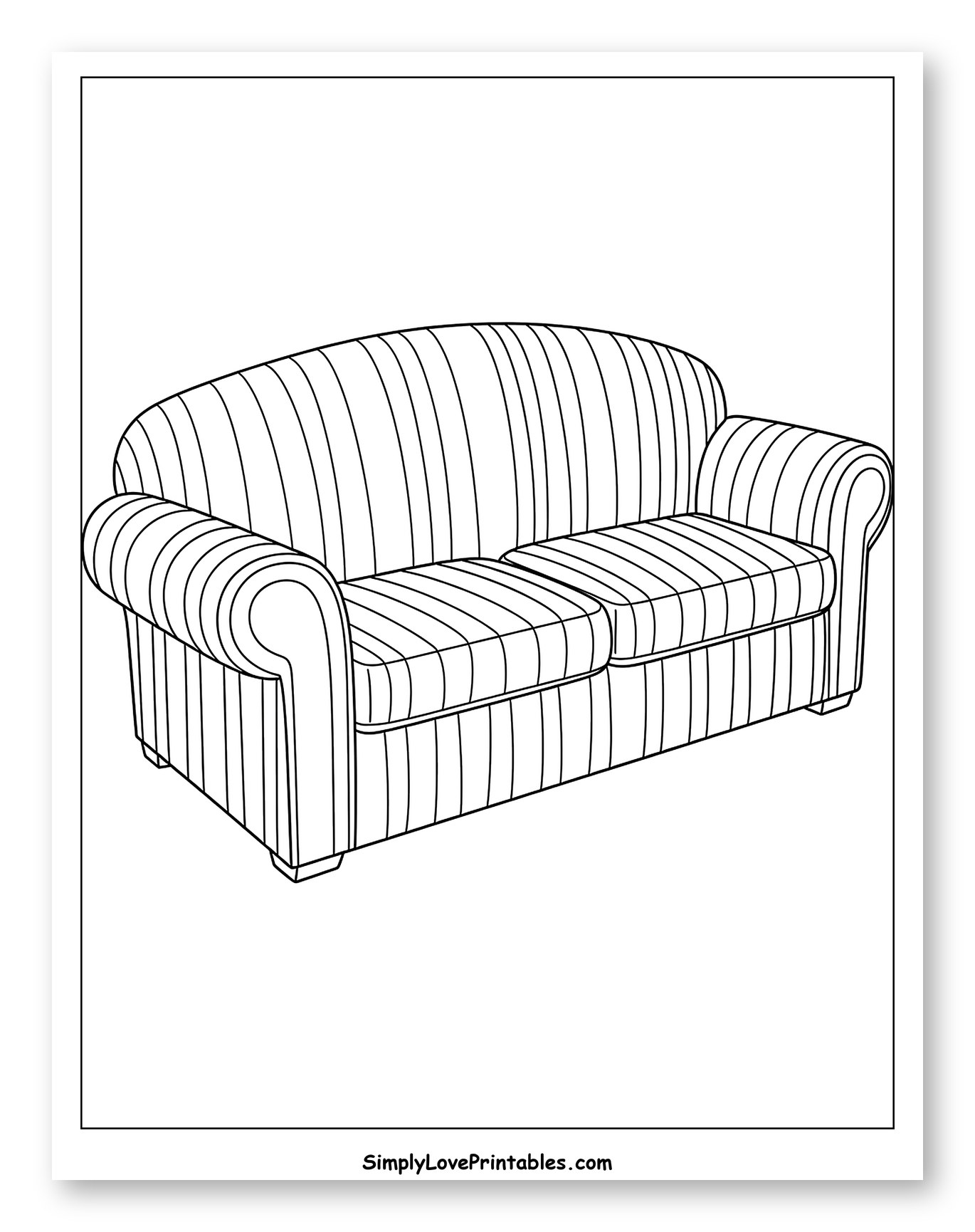 Striped Two-Seater Sofa to Color for Toddlers