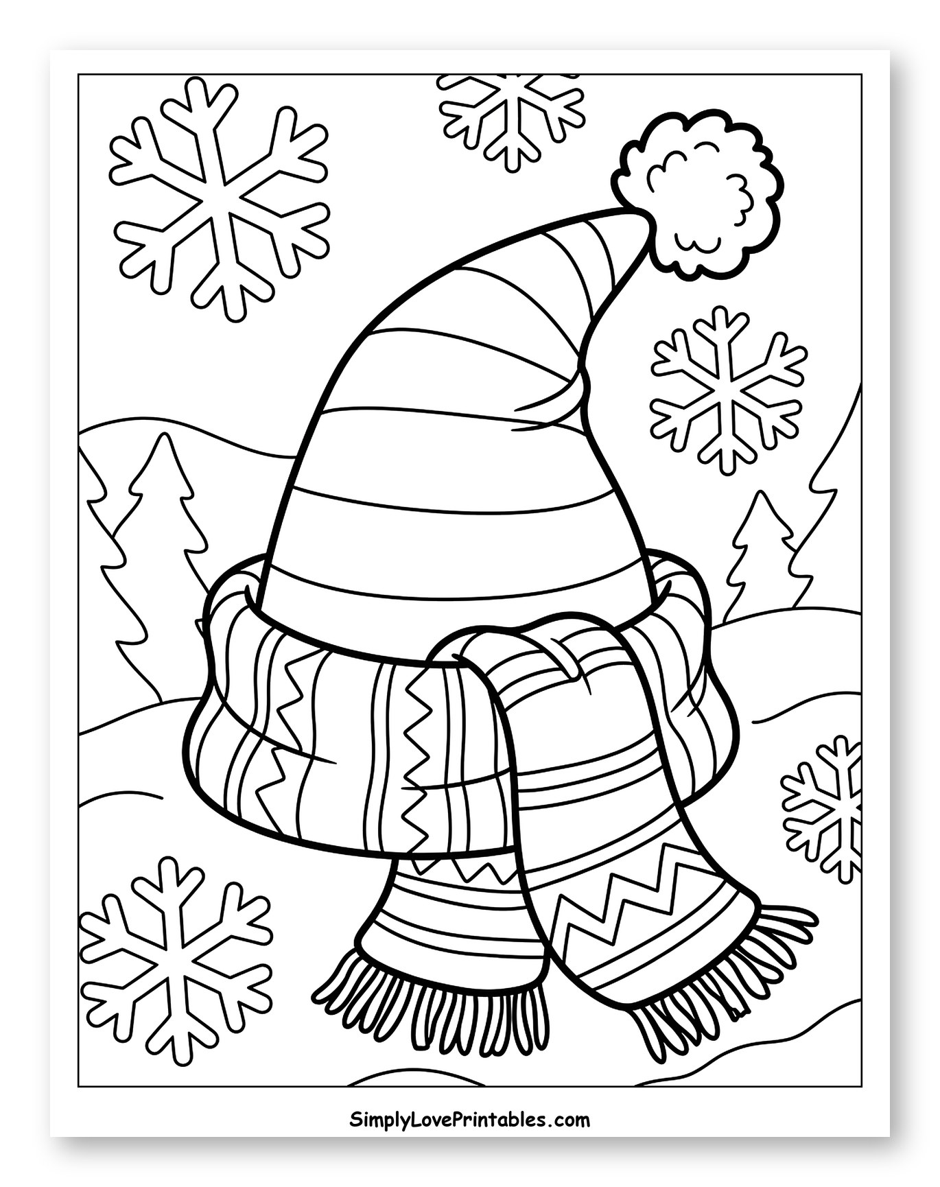 Striped Winter Hat and Scarf in Snow