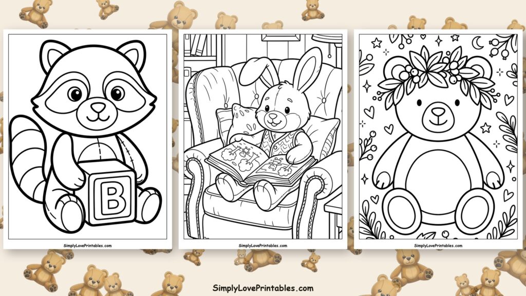 Stuffed animal coloring pages featured image