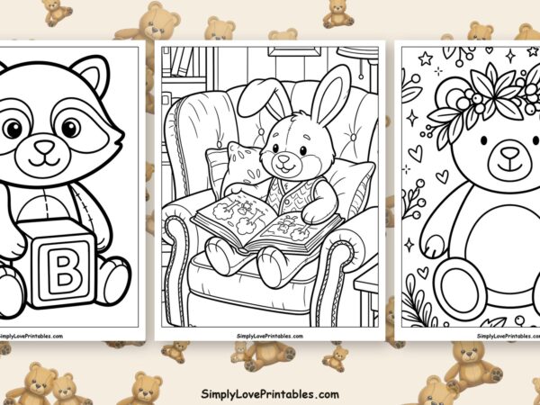 Stuffed animal coloring pages featured image
