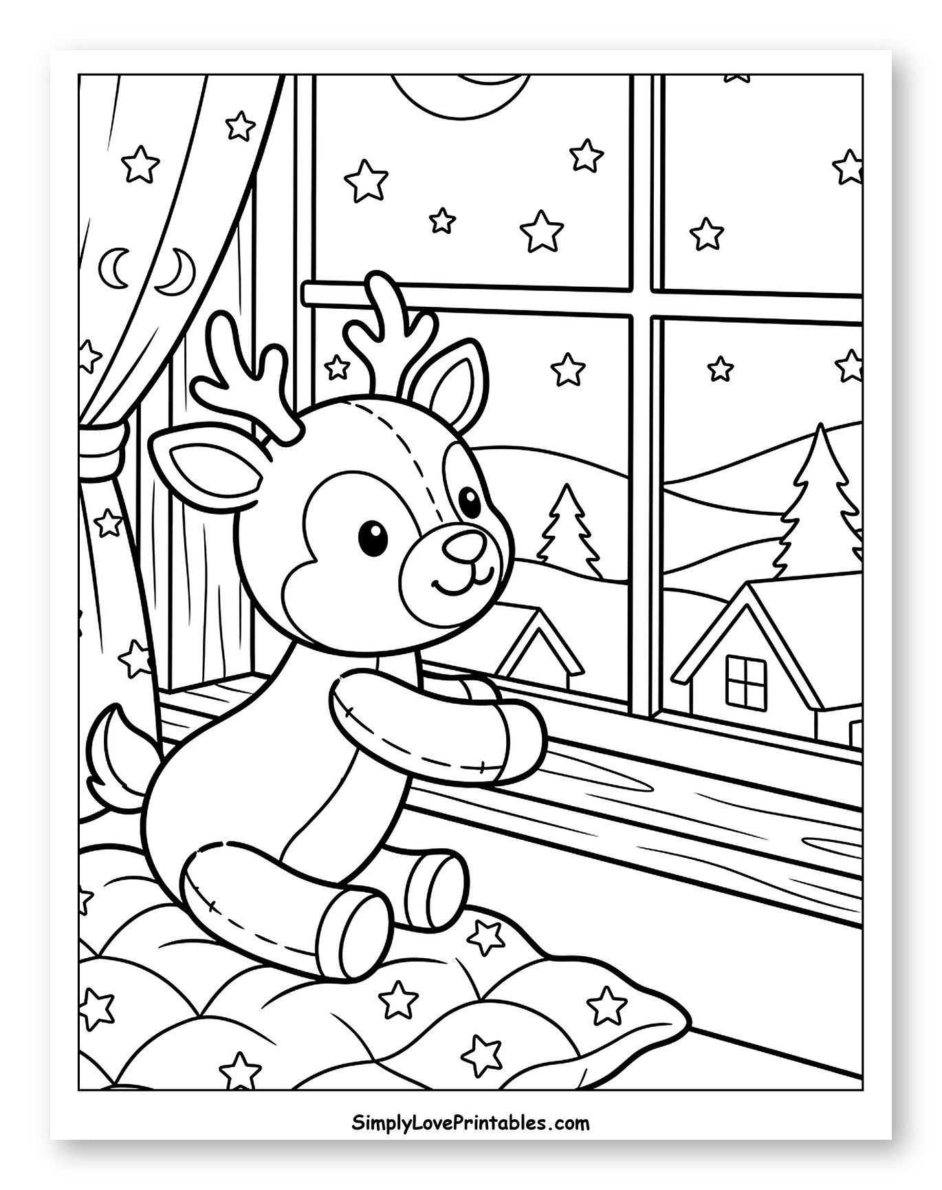 Stuffed Reindeer Gazing at Starry Night Sky